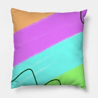 Green pink blue watercolor abstract art Pillow