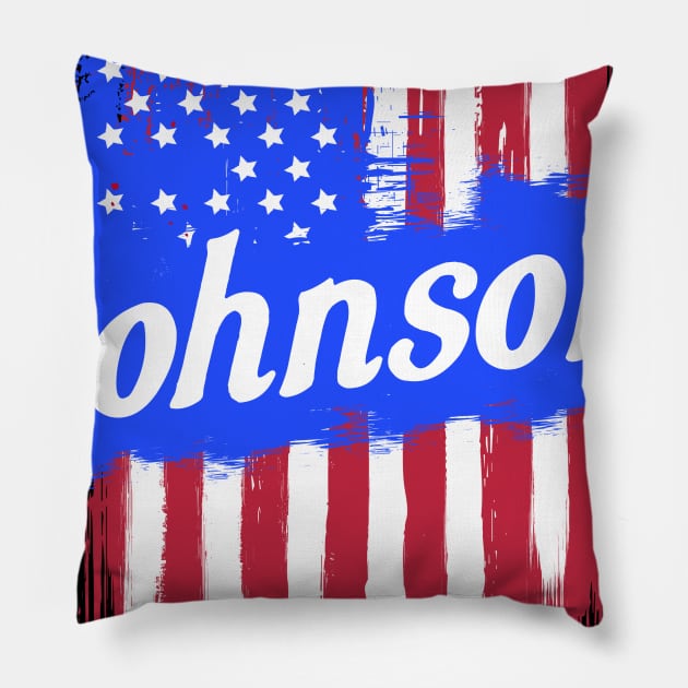 American Flag Johnson Family Gift T-shirt For Men Women, Surname Lastname Pillow by darius2019