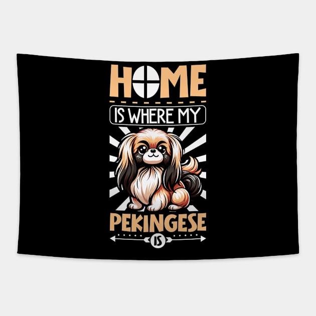 Home is with my Pekingese Tapestry by Modern Medieval Design