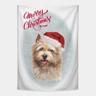 Norwich Terrier Dog Merry Christmas Santa Dog Tapestry