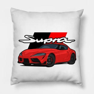 Car Supra 5th Generation GR A90 red Pillow