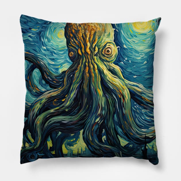 Cthulhu by Van Gogh Pillow by obstinator