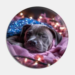 Sleepy Staffy Puppy Pin