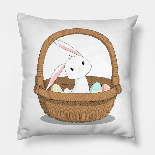 Easter Bunny in a basket Pillow by PaperRain