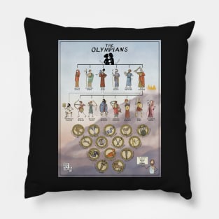 Greek Myth Comix - the Olympians family tree in Colour! Pillow