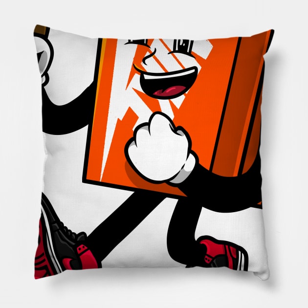 Sneakerhead with beer Illustration Pillow by namanyastudios