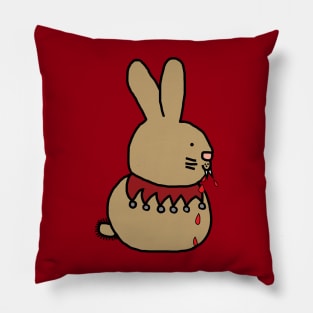 Animals with Sharp Teeth Bunny Rabbit Halloween Horror Pillow