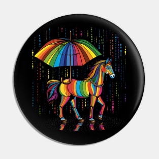 Horse Rainy Day With Umbrella Pin