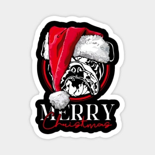 Funny Santa English Bulldog Merry Christmas dog British Bulldog Magnet