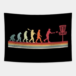 Disc Golfing Evolution Funny Disc Golf Player Tapestry