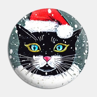 Black Cat Santa Hat Pin