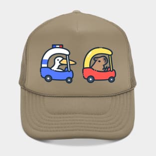 capybara and pelican car chase Hat