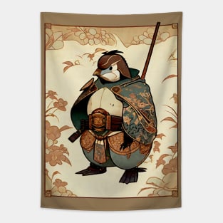 Samurai Penguin Art Nouveau Tapestry