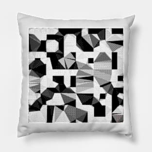 8bit black and white abstract Pillow