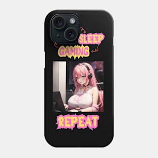 Eat Sleep Gaming Repeat Anime Girl Phone Case