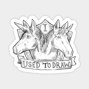 A doodle of a two headed unicorn - Aesop Rock - Illustrated Lyrics Magnet