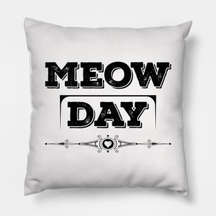 International Cat Day Black Pillow