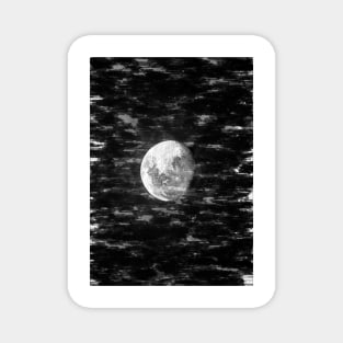 Partial Moon In The Night Sky Monochrome. For Moon Lovers. Magnet