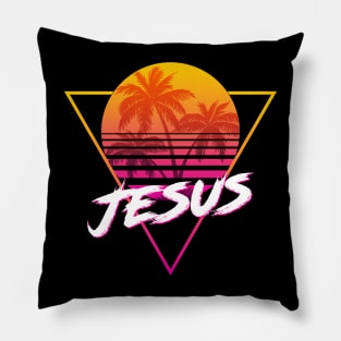 Jesus - Proud Name Retro 80s Sunset Aesthetic Design Pillow