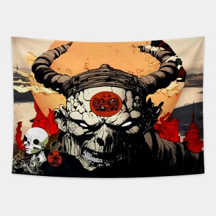 Wrath No. 1: Oni Transformation on a Dark Background Tapestry