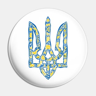 Ukrainian trident in Ukrainian flag colors Pin