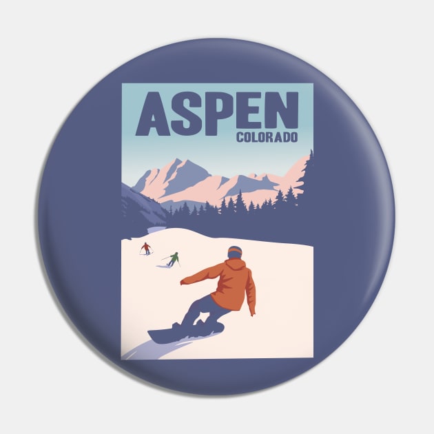 Aspen Colorado Winter Ski Vintage Travel Poster Gift Pin by Terrybogard97