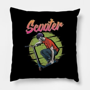 Funny Scooter Kid Riding Tricks Obsessed Pillow