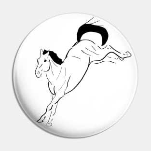 Black line art bucking horse Pin