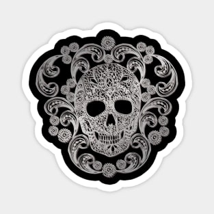 Silver Lace Skulls Magnet