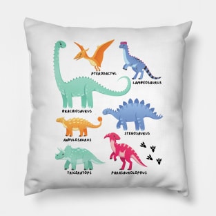 Types of Dinosaurs Future Paleontologist Kids Dino Lover Pillow