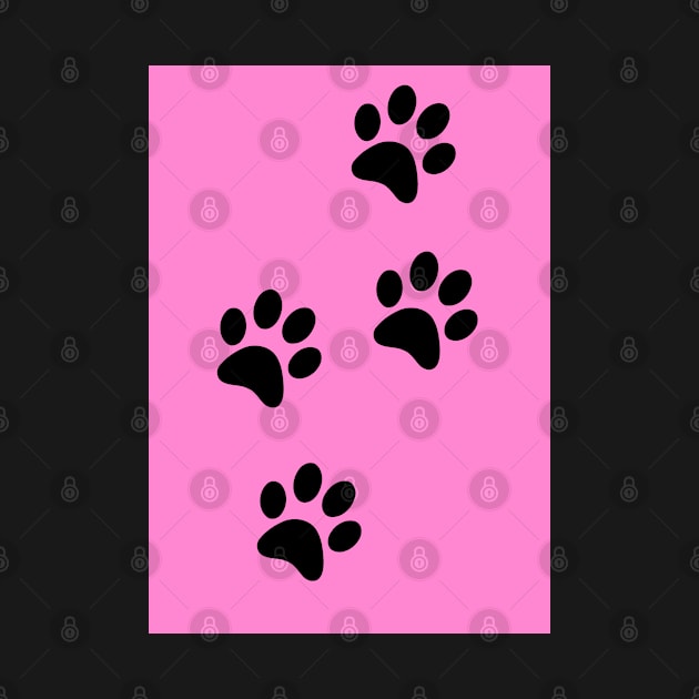 Black Paw-prints on a Pink surface by Blue Butterfly Designs 