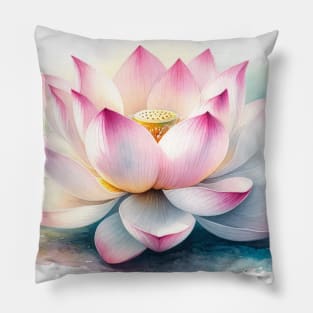 Vibrant Lotus Decor - Watercolor Flower Pillow