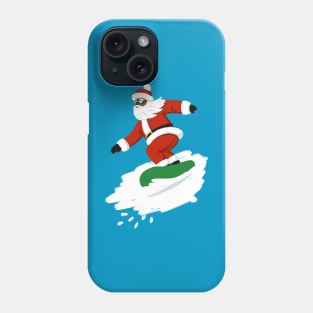 Snowboarding Black Santa Phone Case