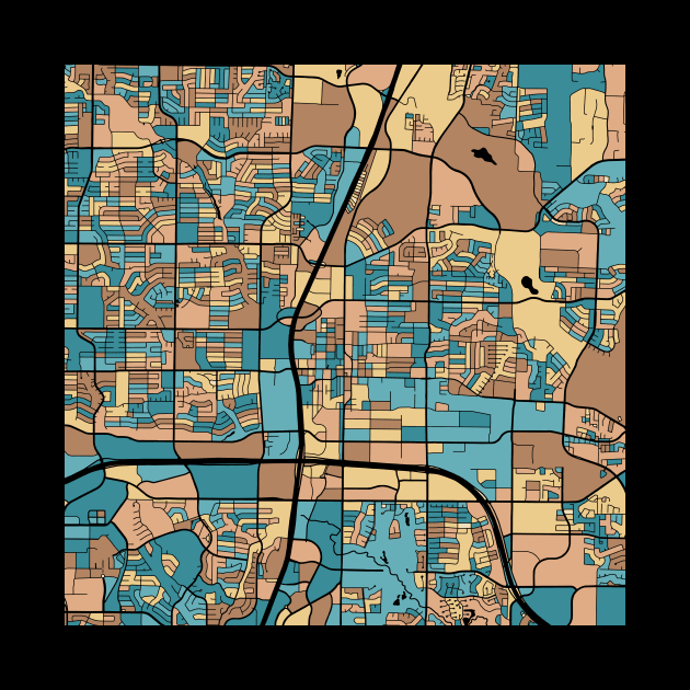 Plano Map Pattern in Mid Century Pastel by PatternMaps