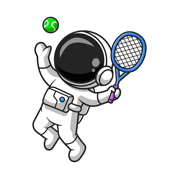 Cute Astronaut Playing Tennis Ball Cartoon by Catalyst Labs