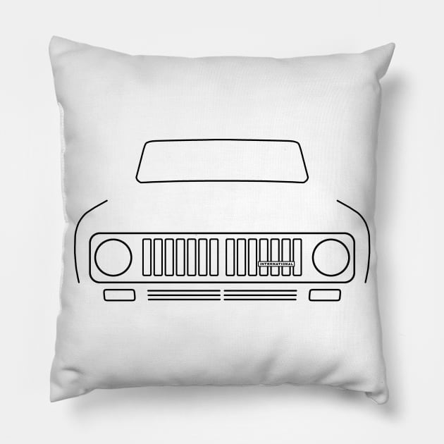 IH Scout II 4x4 truck 1973 outline graphic (black) Pillow by soitwouldseem