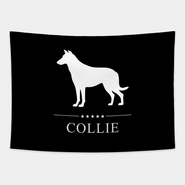 Smooth Collie Dog White Silhouette Tapestry by millersye