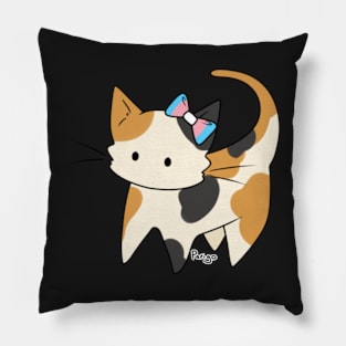 Trans Pride Calico Kitty Ear Bow Pillow