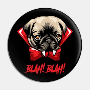 Cute Pug Vampire Halloween Pin