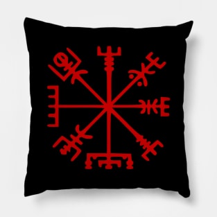 Blood Red Vegvísir [Viking Compass] Pillow