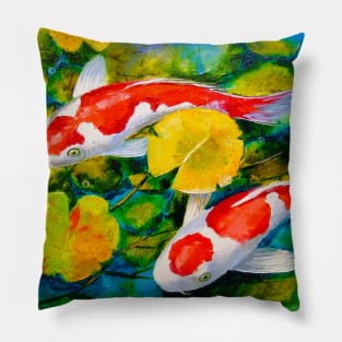 Koi in the pond Pillow