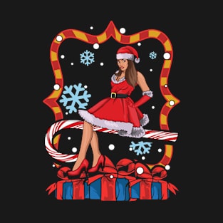 Sexy Mrs Claus Candy Cane T-Shirt