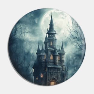 Gothic Futurism Castle in the Old Ancient Forest Pin