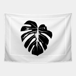 monstera leaf on white background closeup Tapestry