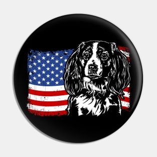 Proud Nederlandse Kooikerhondje American Flag patriotic dog Pin