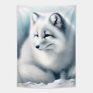 Winter's Whisper: Delicate Arctic Fox Watercolor Tapestry