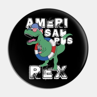 4th of July Amerisaurus Rex Dinosaur Firework American Flag Patriotic T Rex Funny Pin