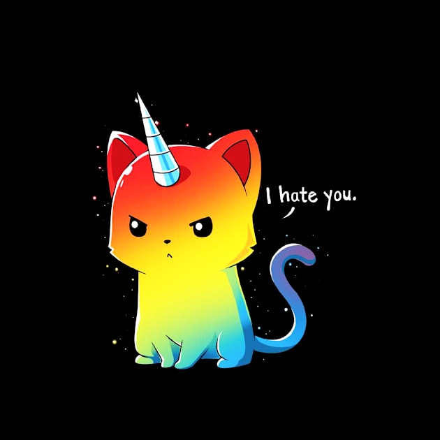 Cute Funny Colorful Angry Cat Kitten Sarcastic Humor Quote animal Lover Artwork by LazyMice