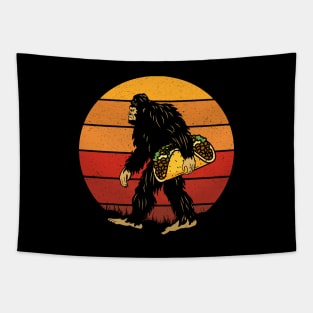 Funny Bigfoot Holding A Taco Tapestry