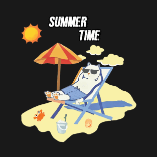 Summer Time Fun Cat TShirt, Cute Cat Enjoying Sunshine T-Shirt